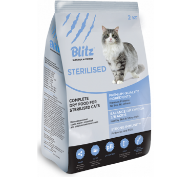 БЛИЦ корм для кошек стерилизованных с индейкой